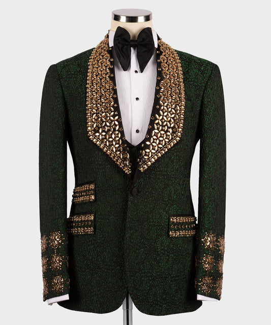 Gold stone embroidered tuxedo