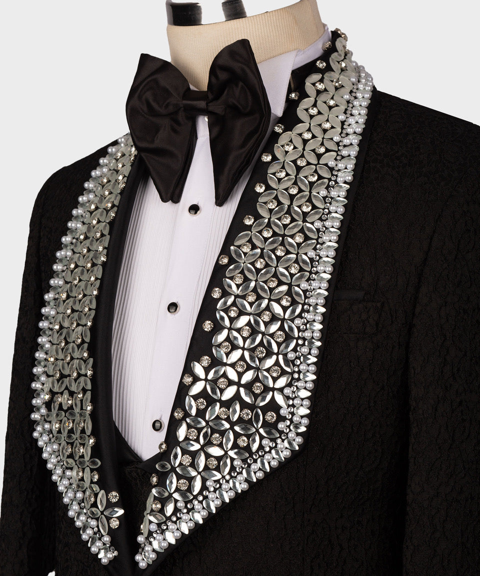 Silver stone embroidered tuxedo