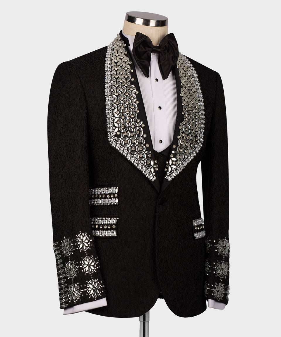 Silver stone embroidered tuxedo