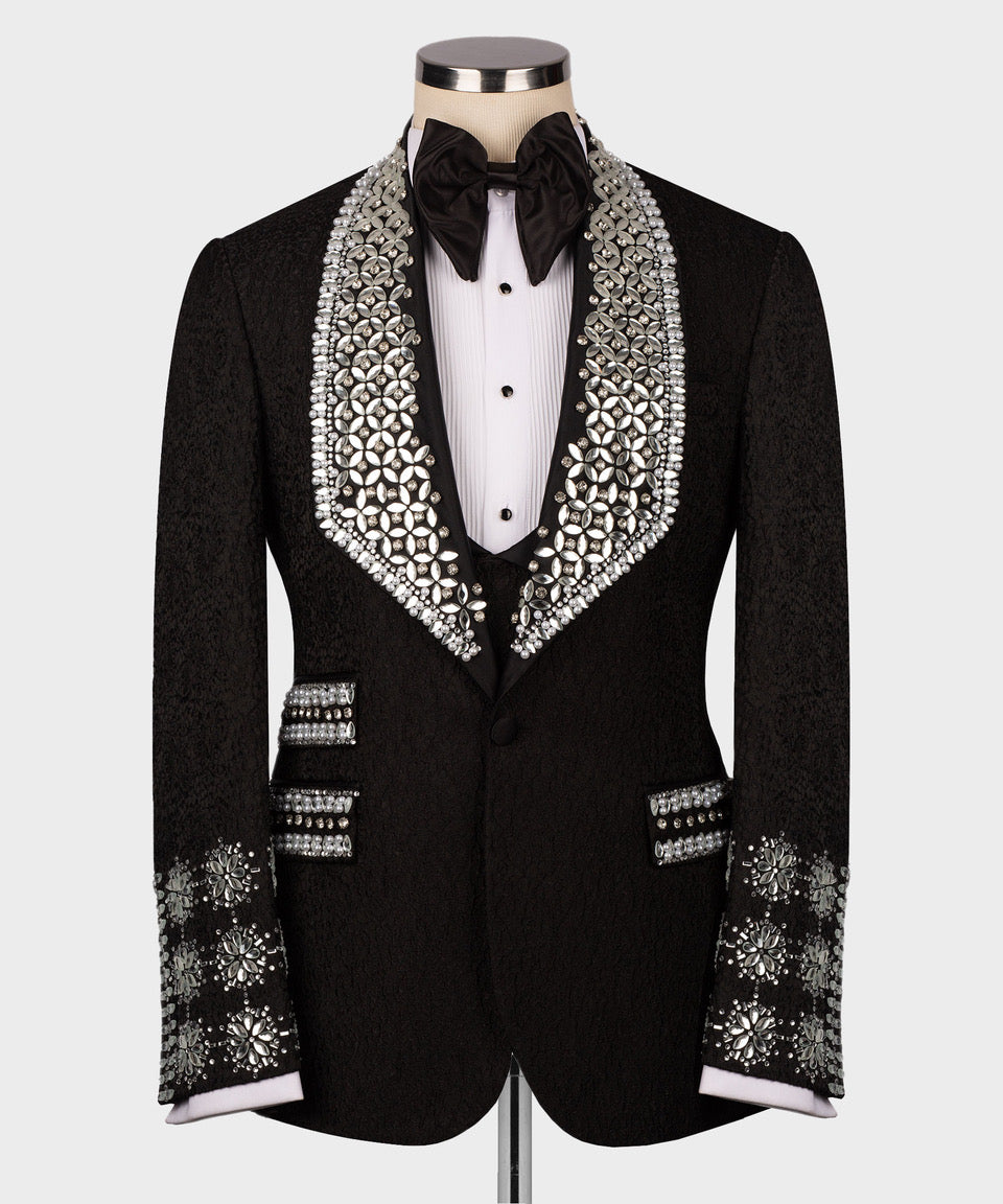 Silver stone embroidered tuxedo
