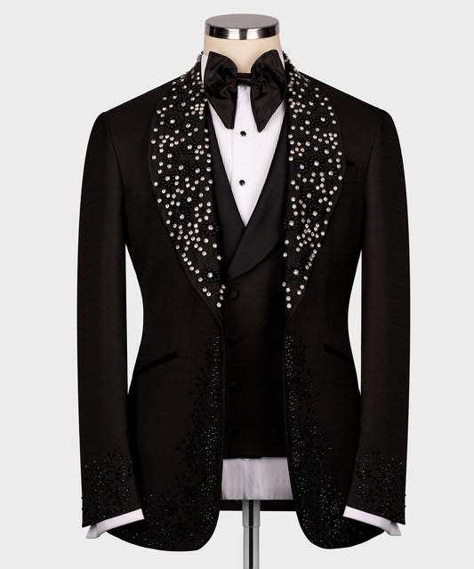 Embroidered  Black Tuxedo