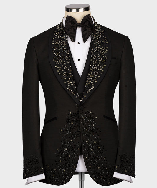 Embroidered  Black Tuxedo