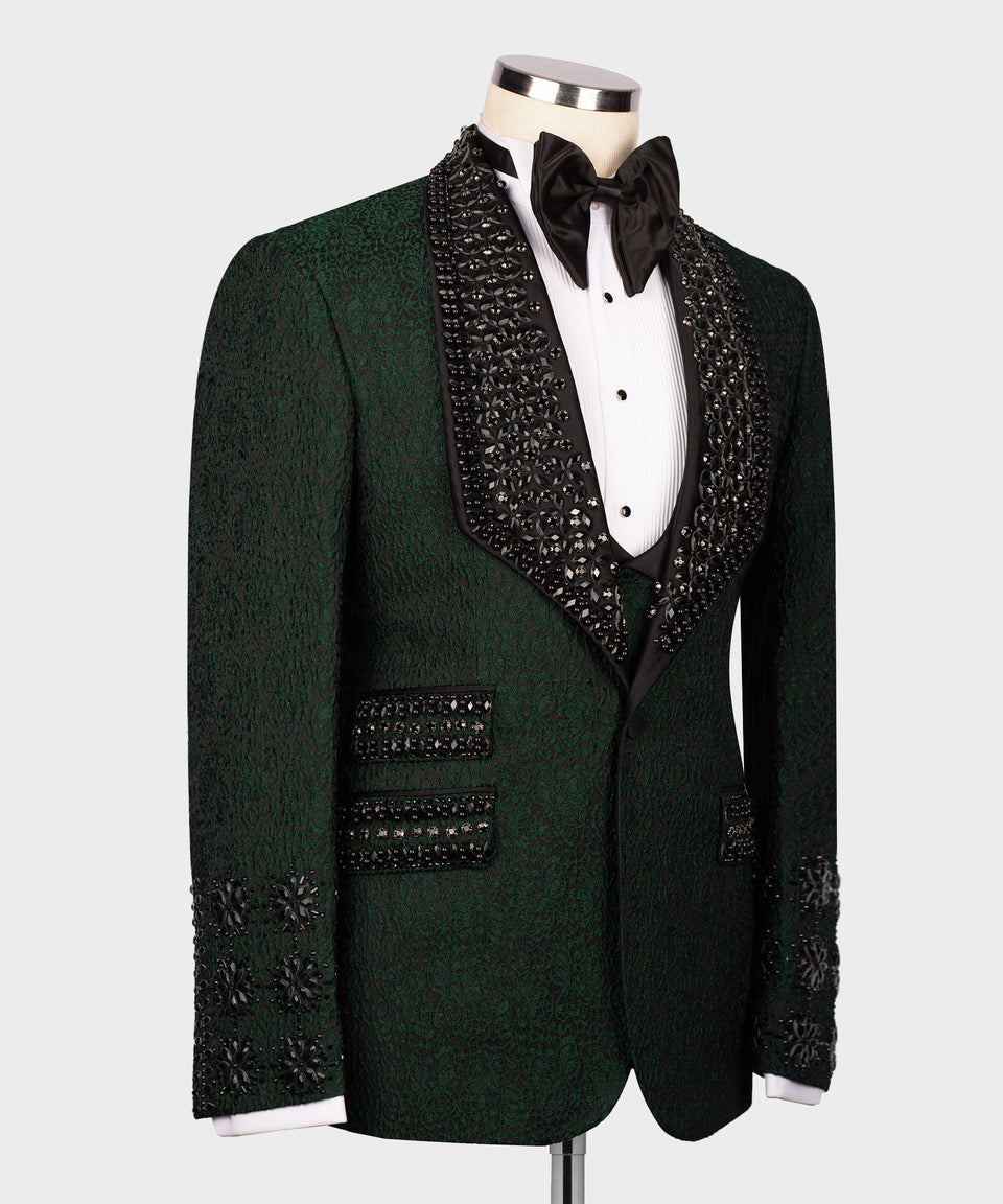 Black stone embroidered tuxedo