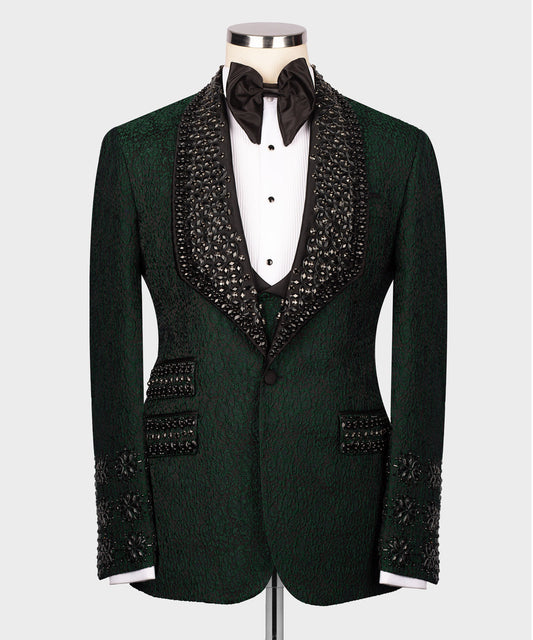 Black stone embroidered tuxedo