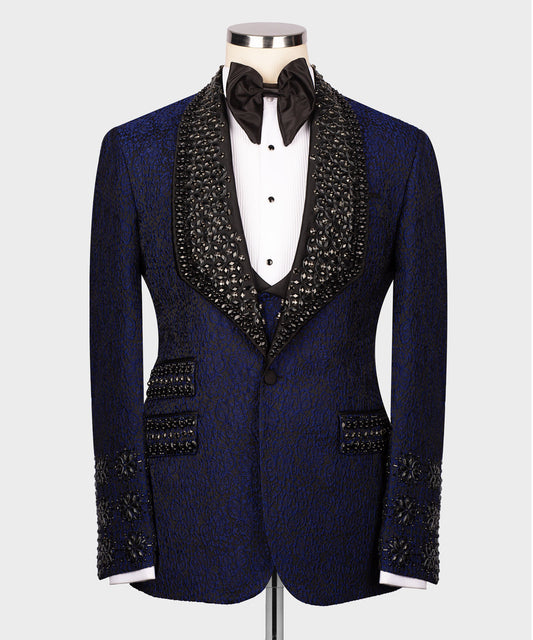Black stone embroidered tuxedo
