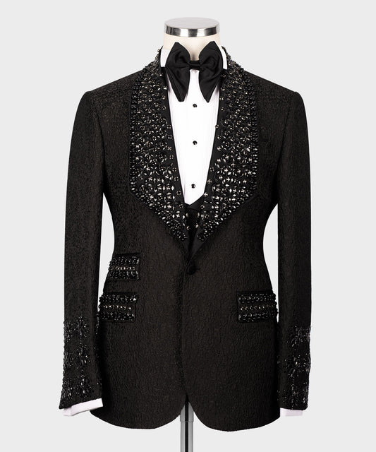 Black stone embroidered tuxedo