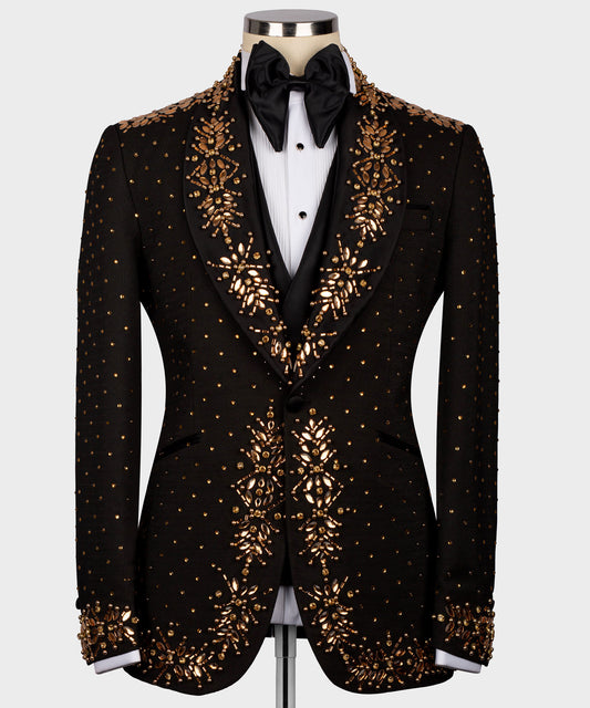 Jacket front and back stone embroidered tuxedo
