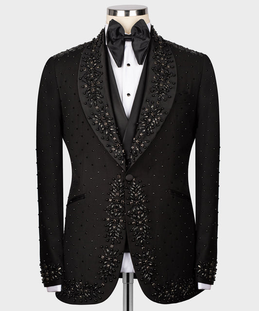 Jacket front and back stone embroidered tuxedo