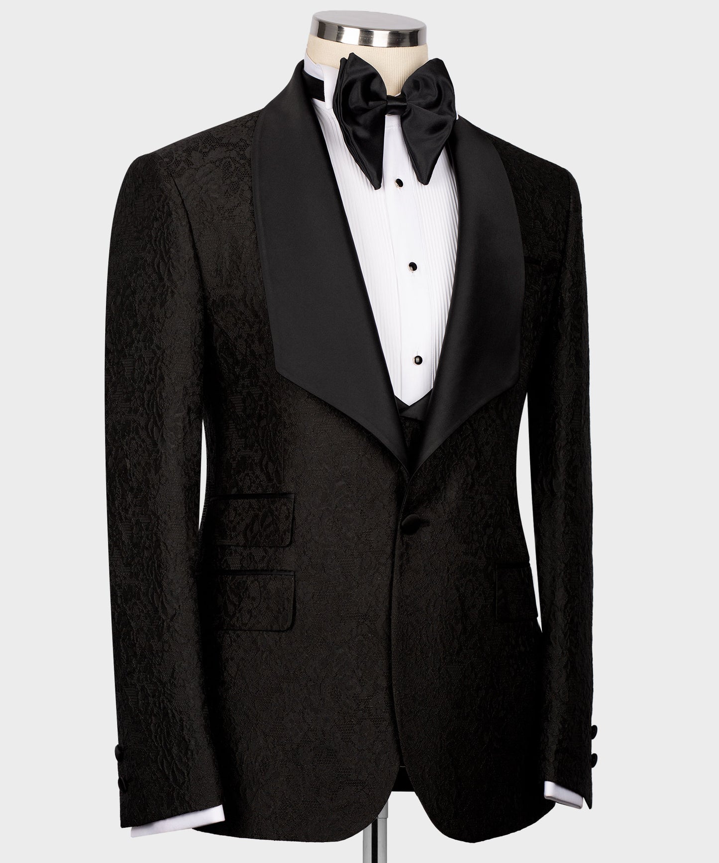 Black embossed fabric tuxedo