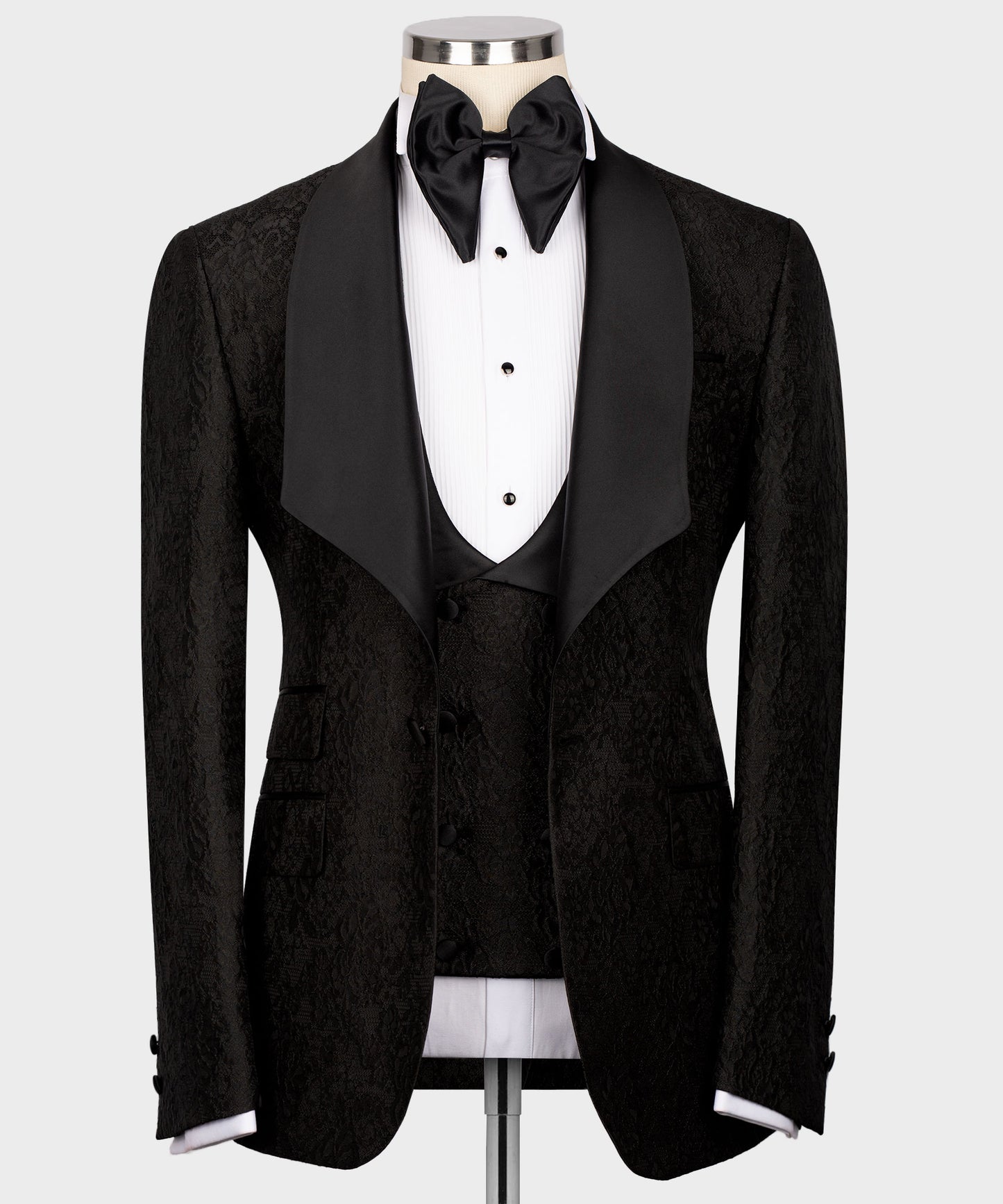 Black embossed fabric tuxedo