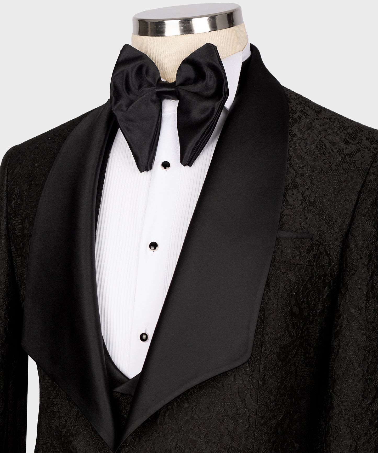 Black embossed fabric tuxedo