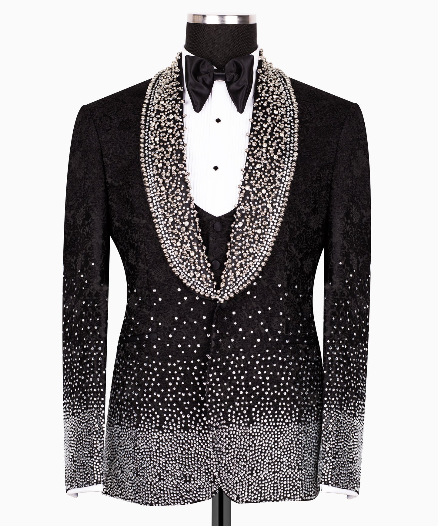 Rhinestone Embroidered Black Tuxedo