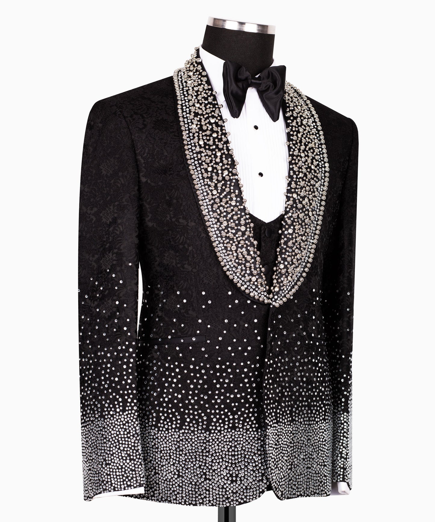 Rhinestone Embroidered Black Tuxedo