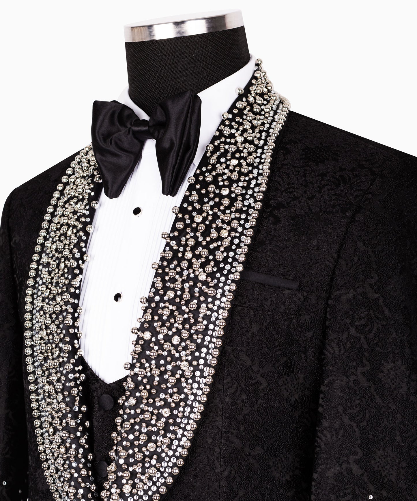 Rhinestone Embroidered Black Tuxedo