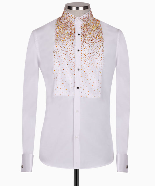 Stone embroidered tuxedo shirt