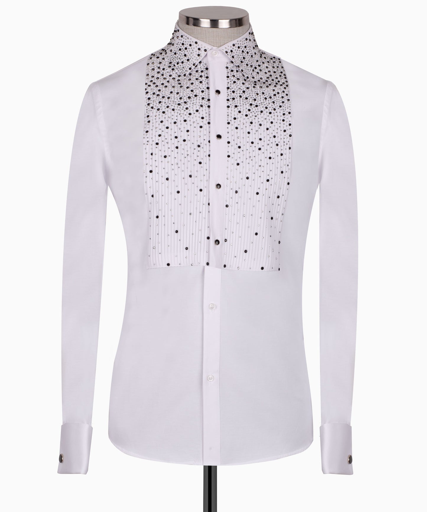 Stone embroidered tuxedo shirt