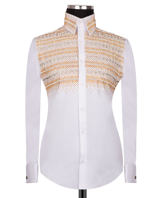 Gold stone embroidered shirt