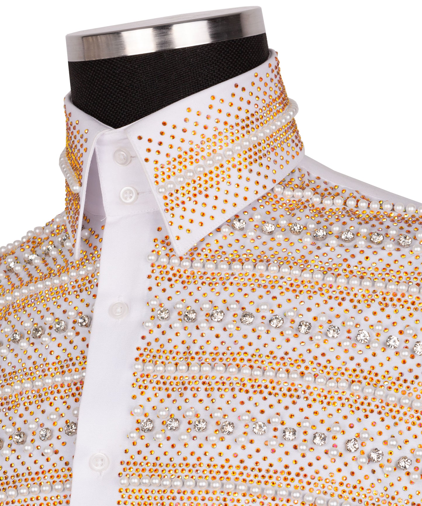 Gold stone embroidered shirt