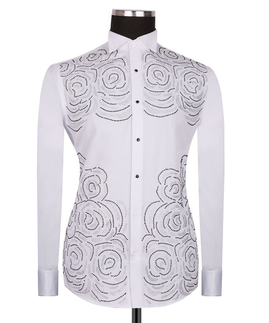 Silver stone embroidered shirt