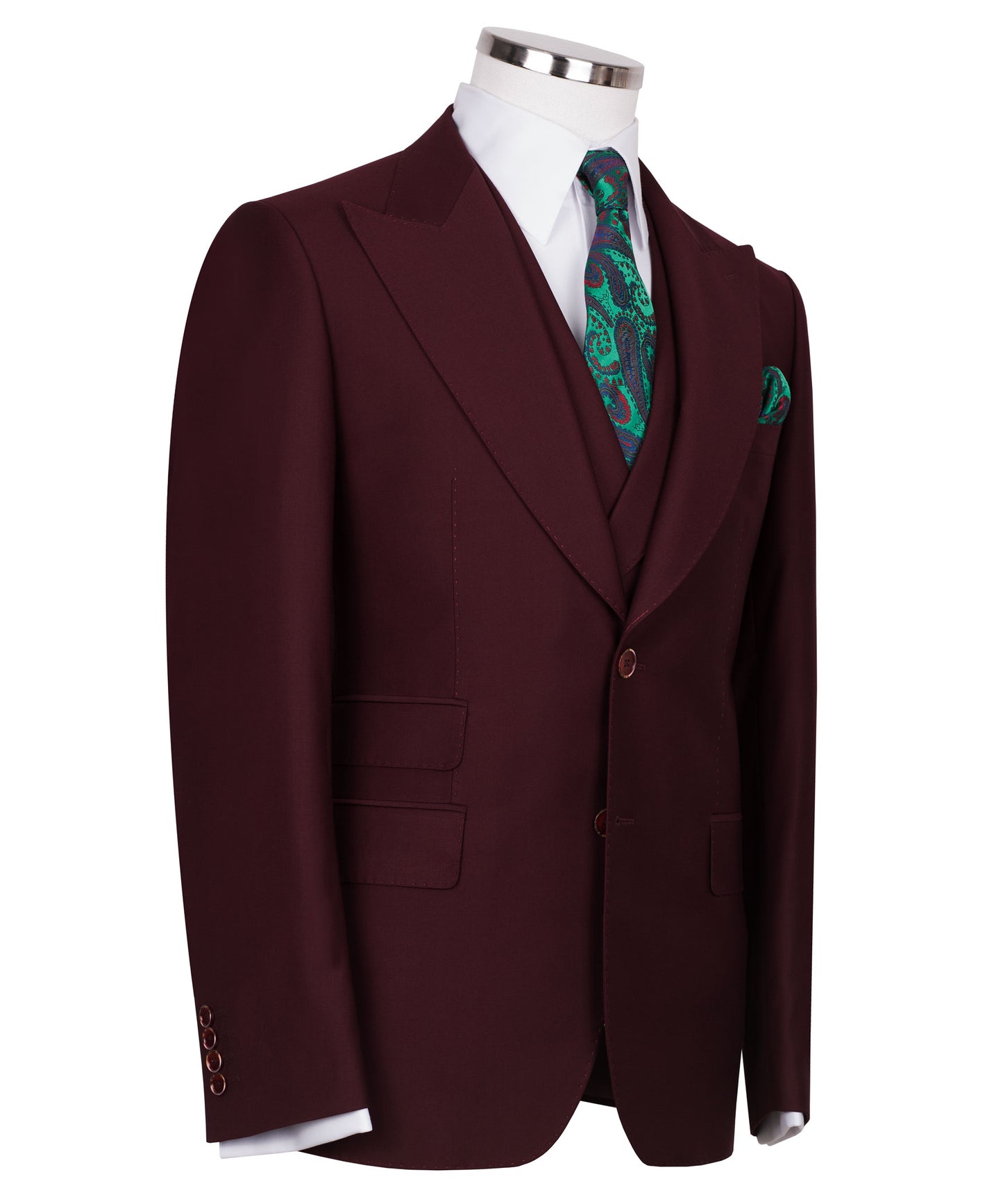 Burgundy 3-Piece Classic Suit