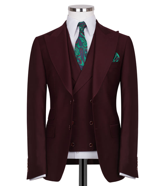 Burgundy 3-Piece Classic Suit