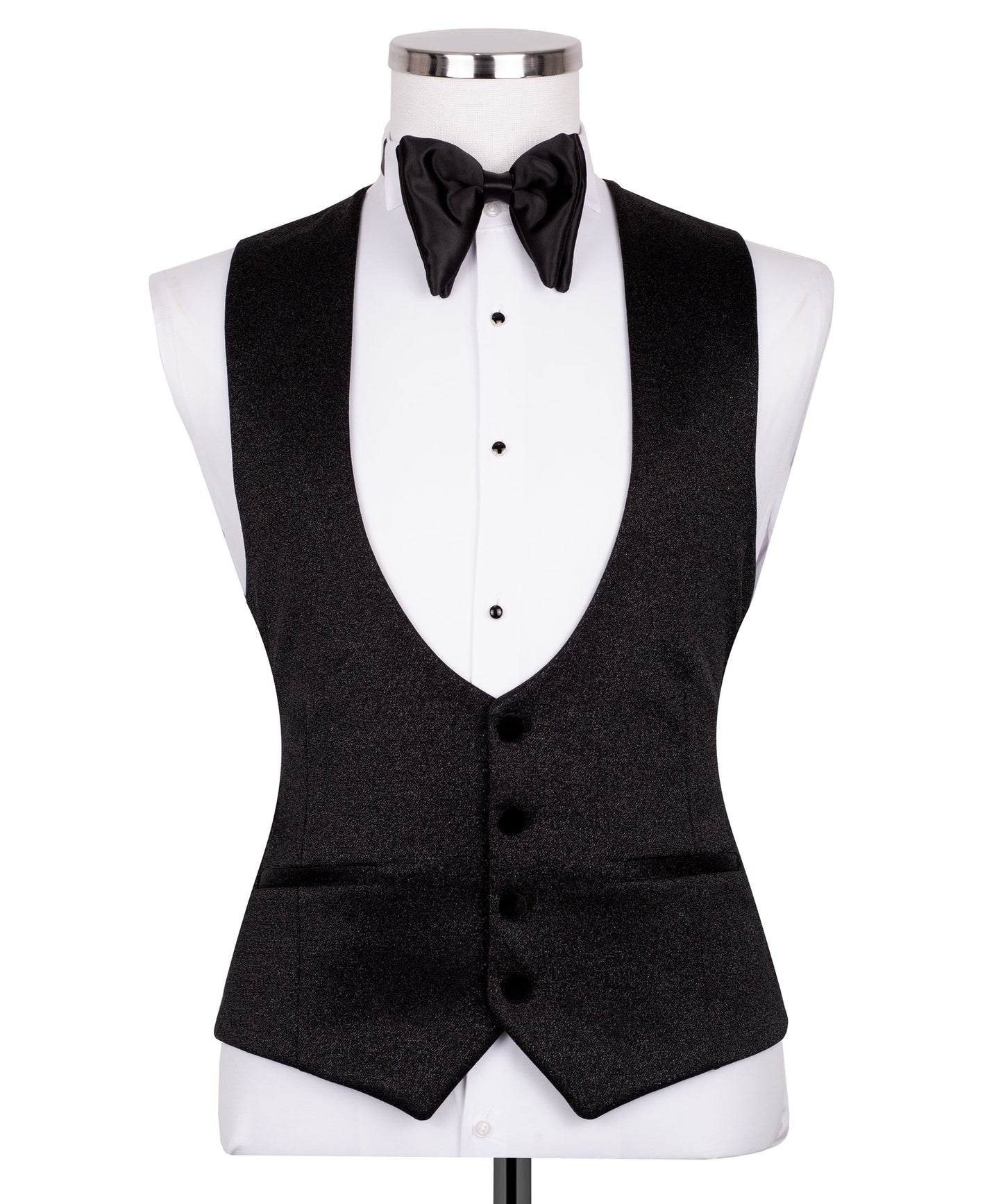 Velvet collar shiny black tuxedo