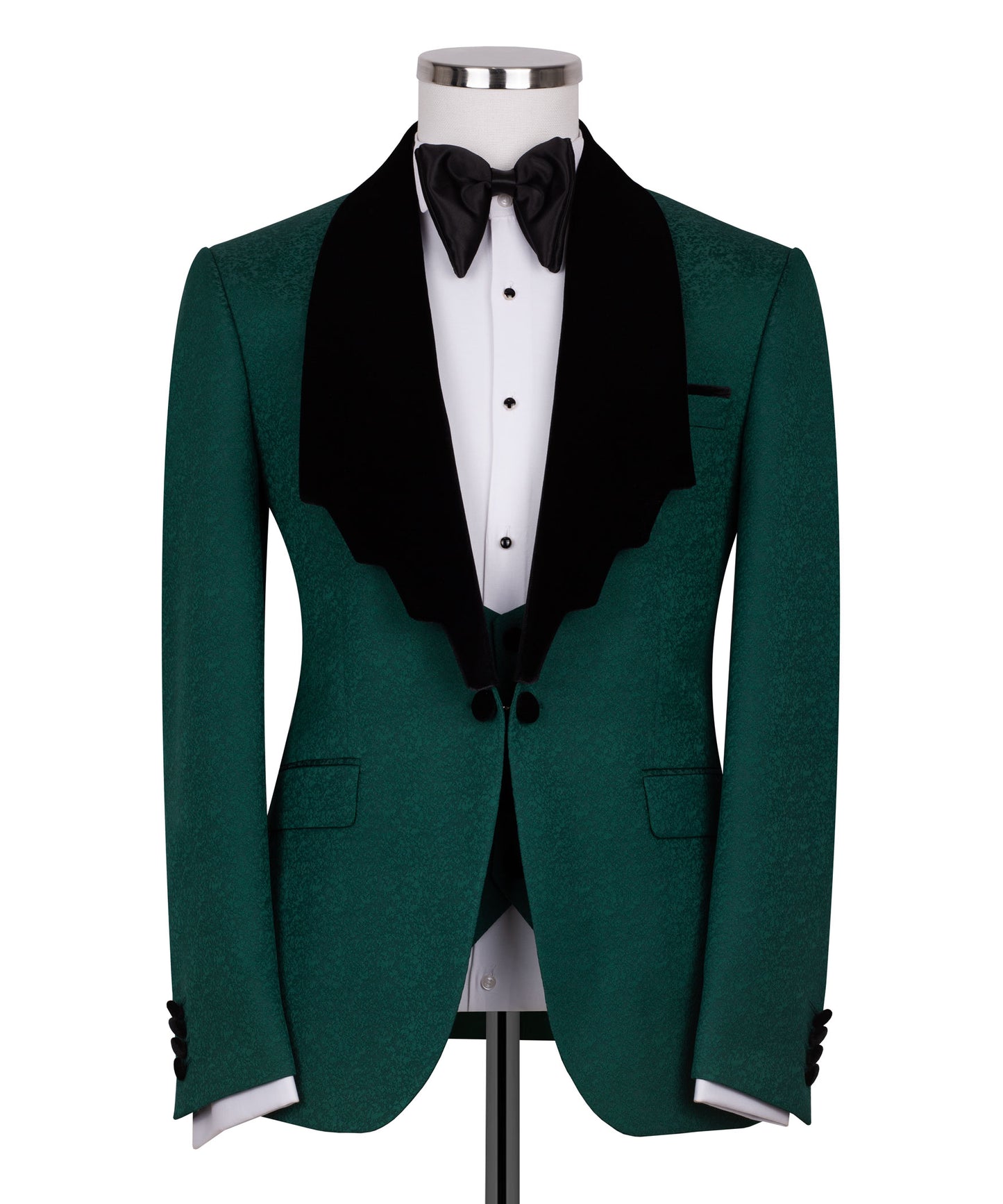 Velvet collar green tuxedo