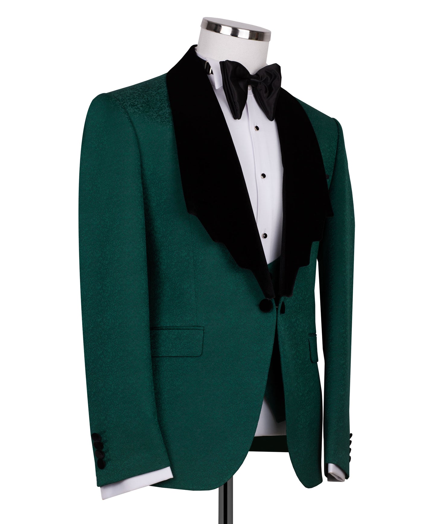 Velvet collar green tuxedo