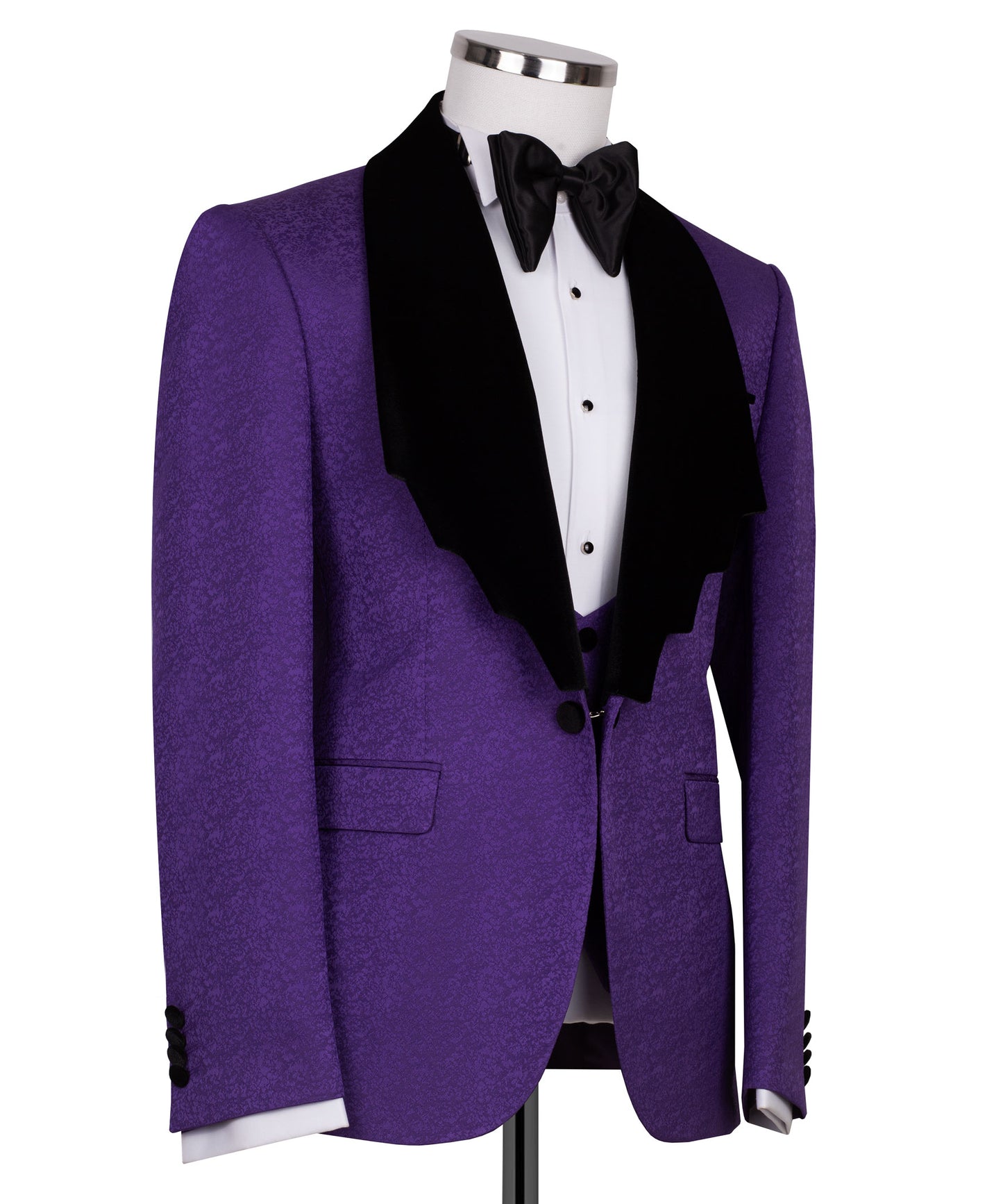 Velvet collar purple tuxedo