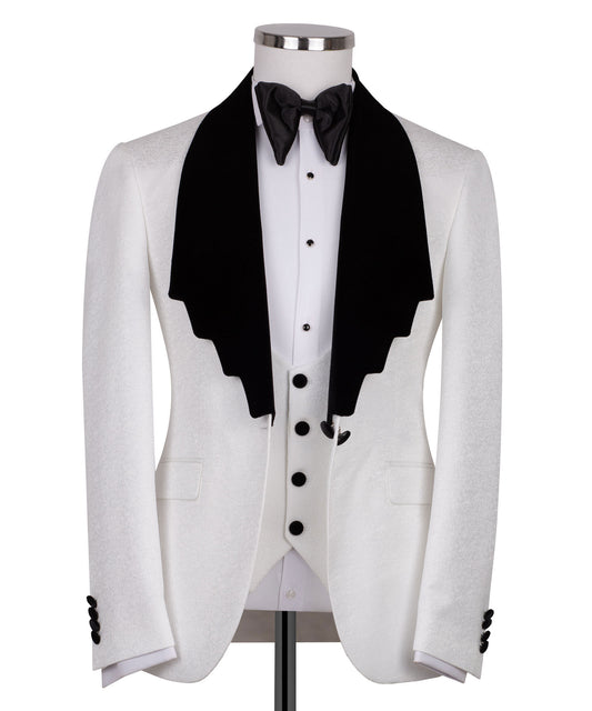 Velvet collar white tuxedo