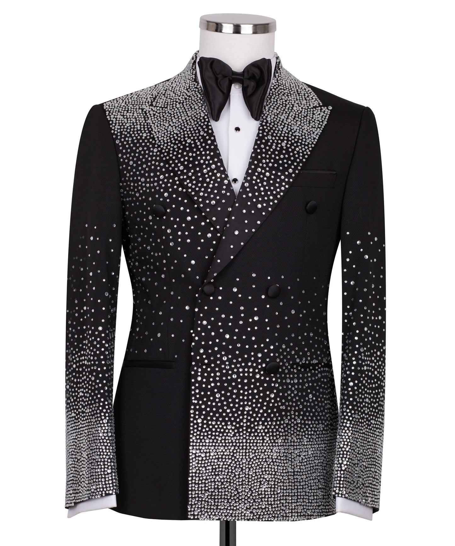 Rhinestone Embroidered Black Tuxedo