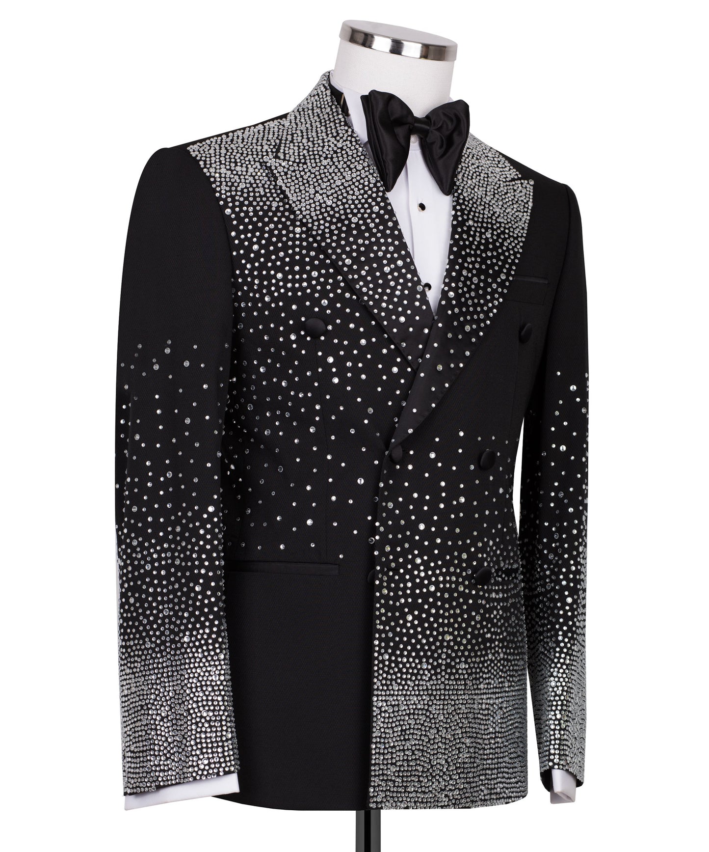 Rhinestone Embroidered Black Tuxedo