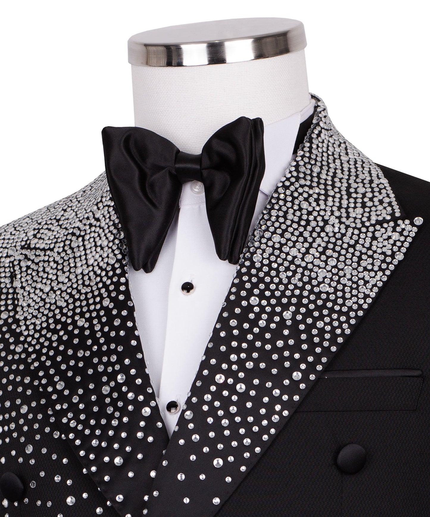 Rhinestone Embroidered Black Tuxedo