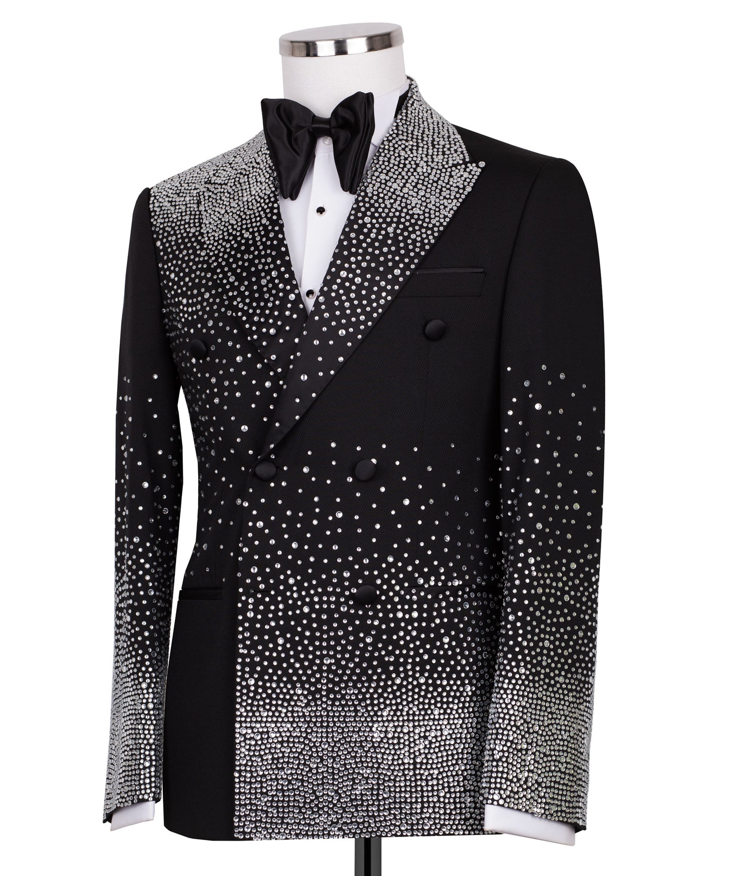 Rhinestone Embroidered Black Tuxedo