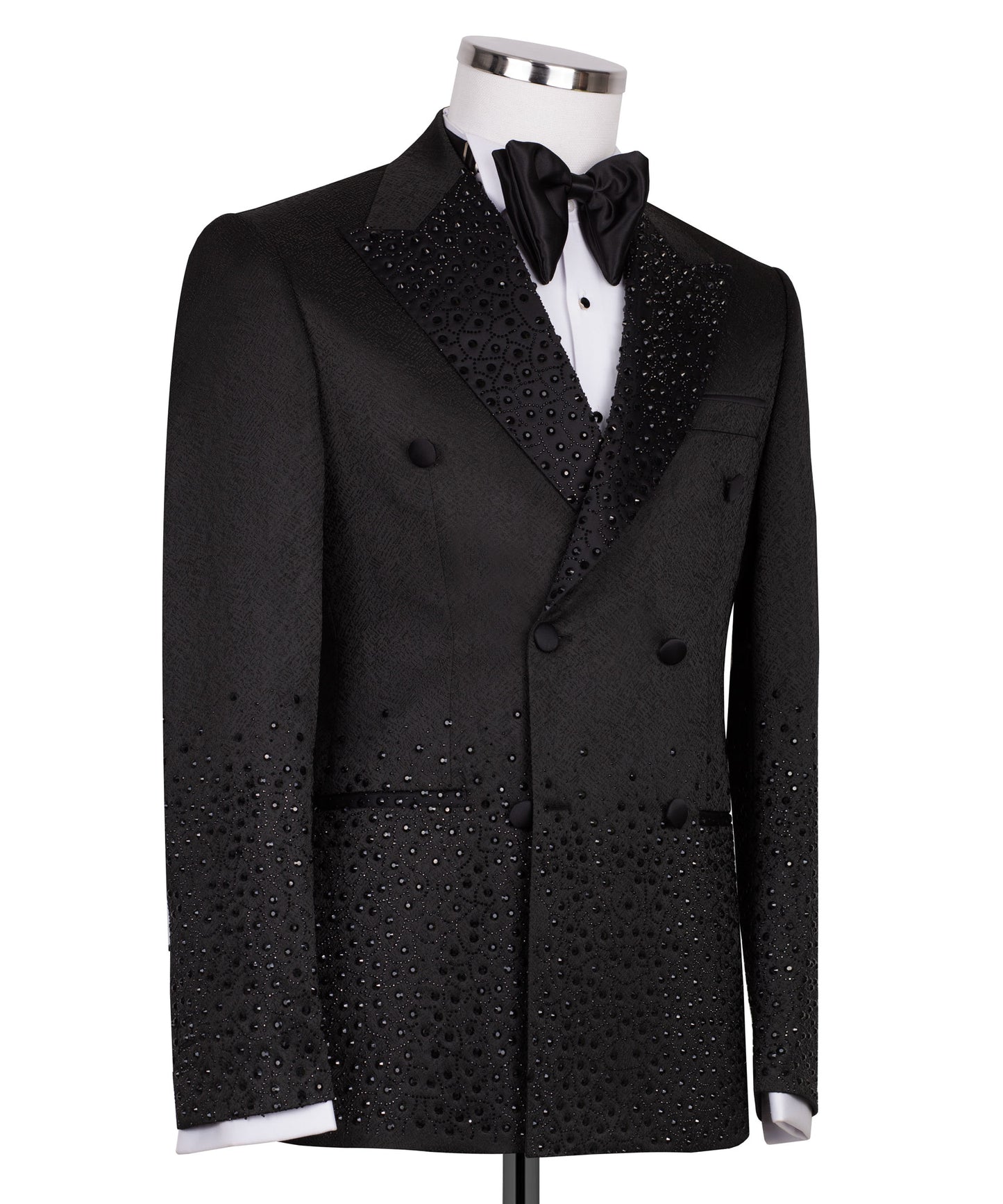 Rhinestone Embroidered Black Tuxedo