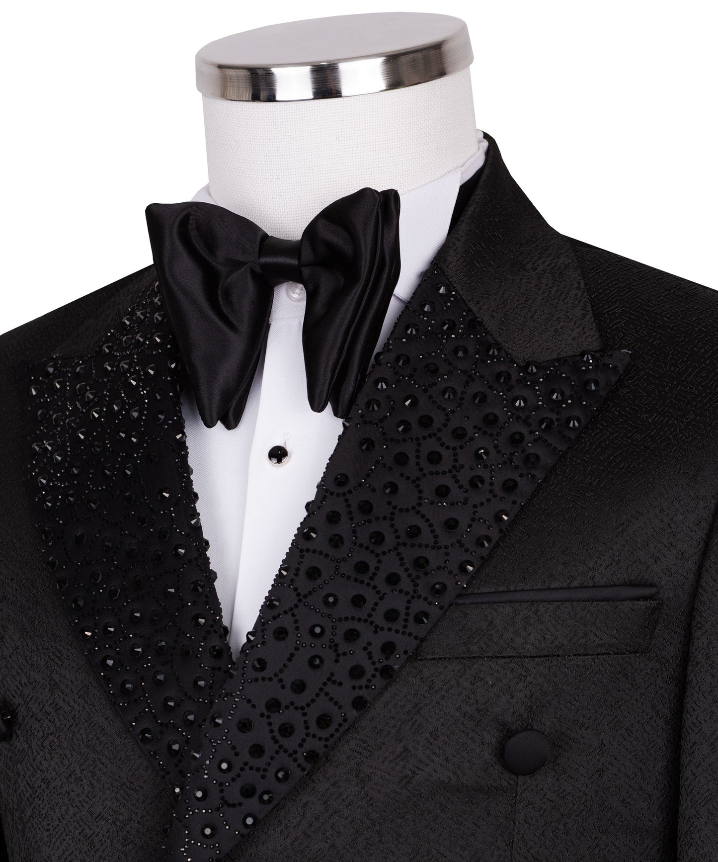 Rhinestone Embroidered Black Tuxedo