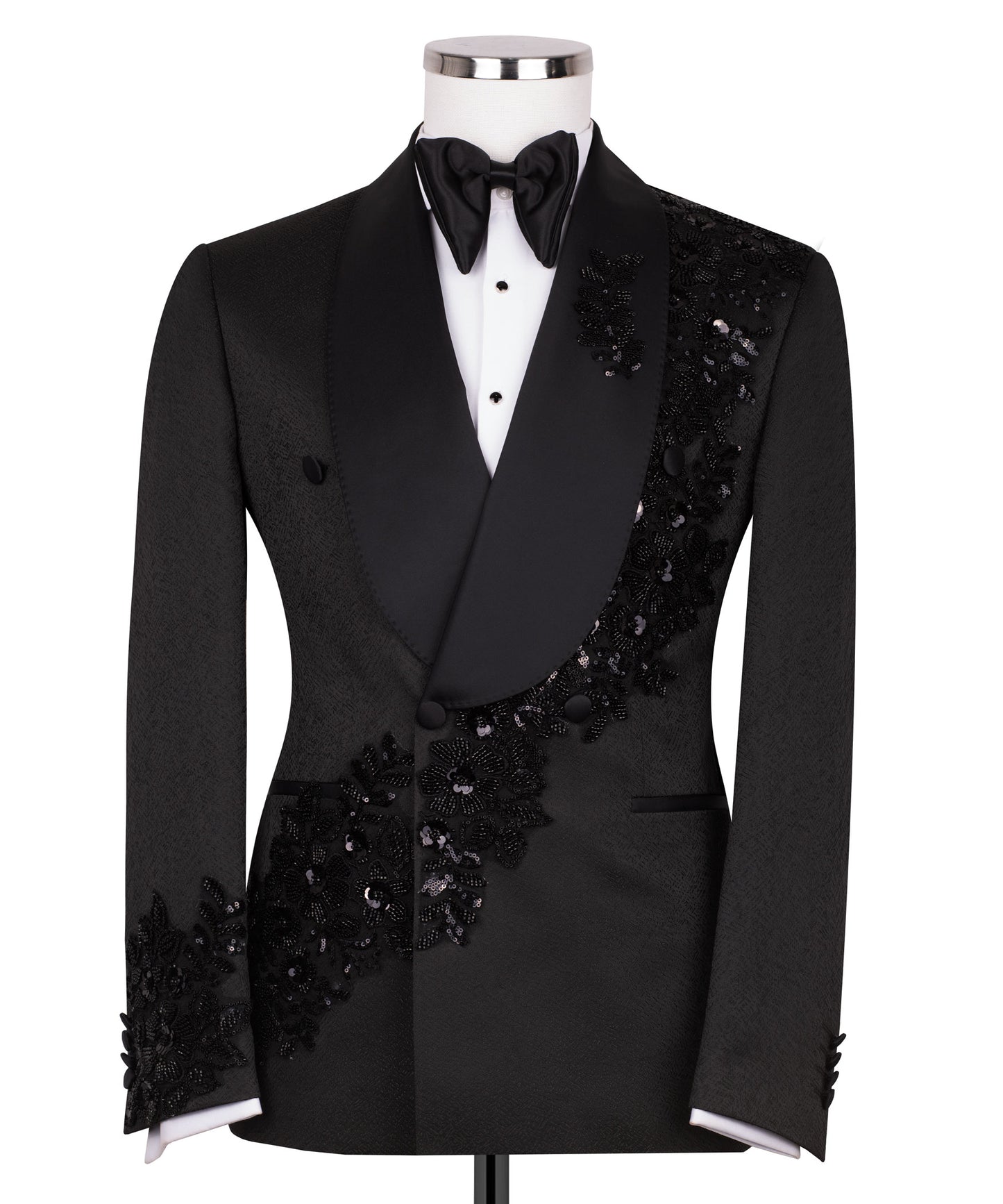 Rhinestone Embroidered Black Tuxedo