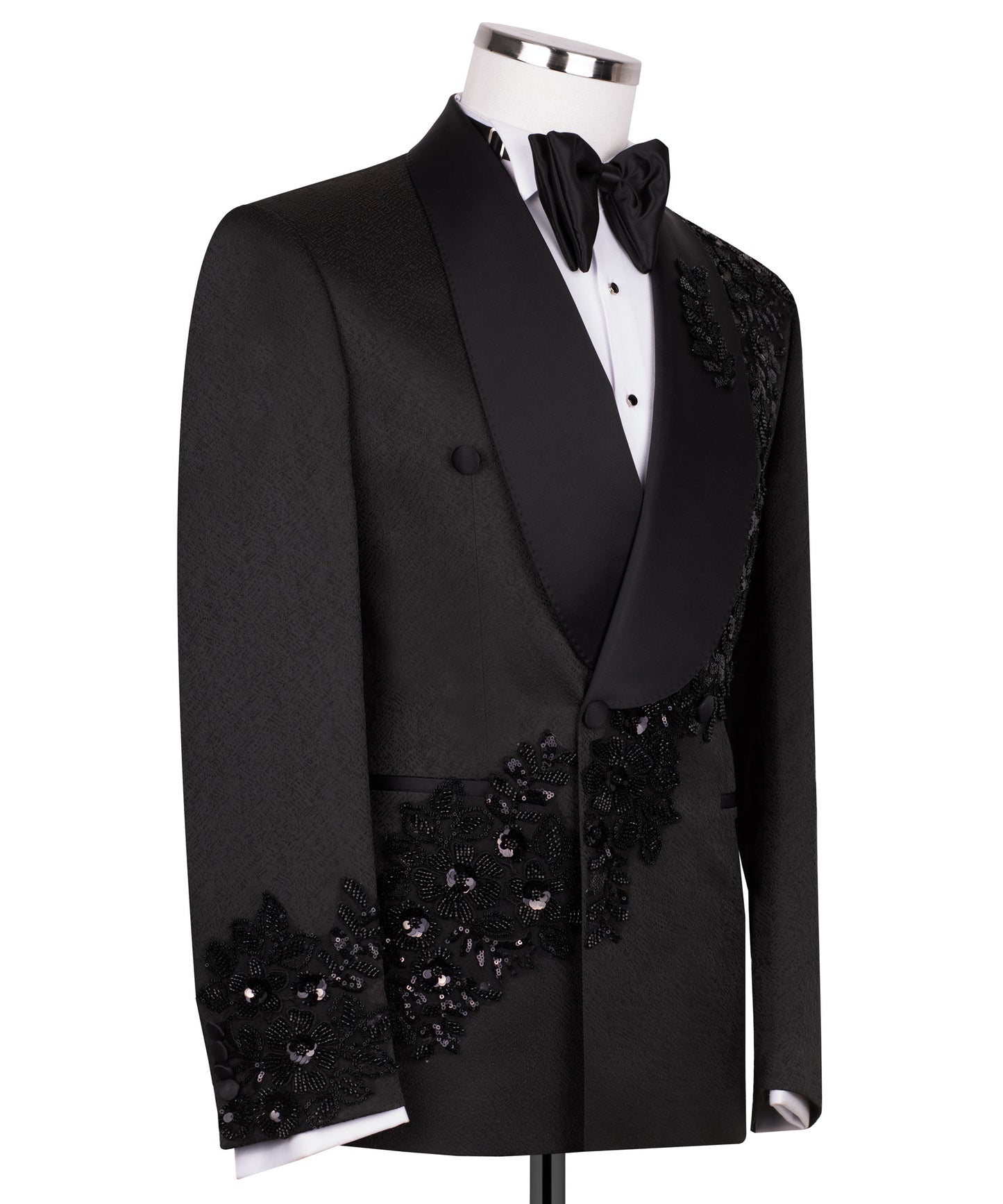 Rhinestone Embroidered Black Tuxedo