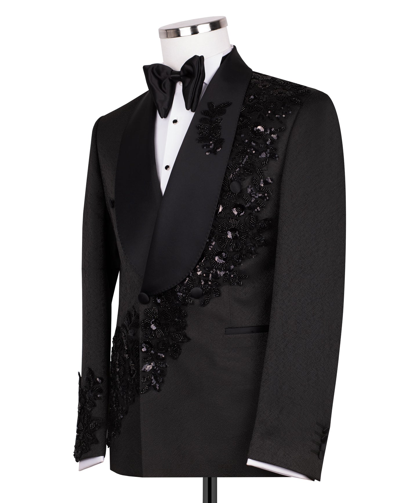 Rhinestone Embroidered Black Tuxedo