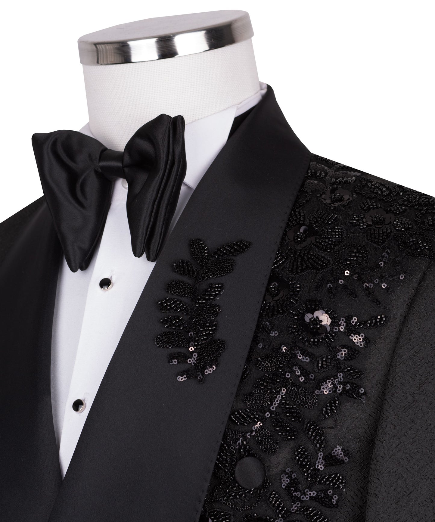 Rhinestone Embroidered Black Tuxedo