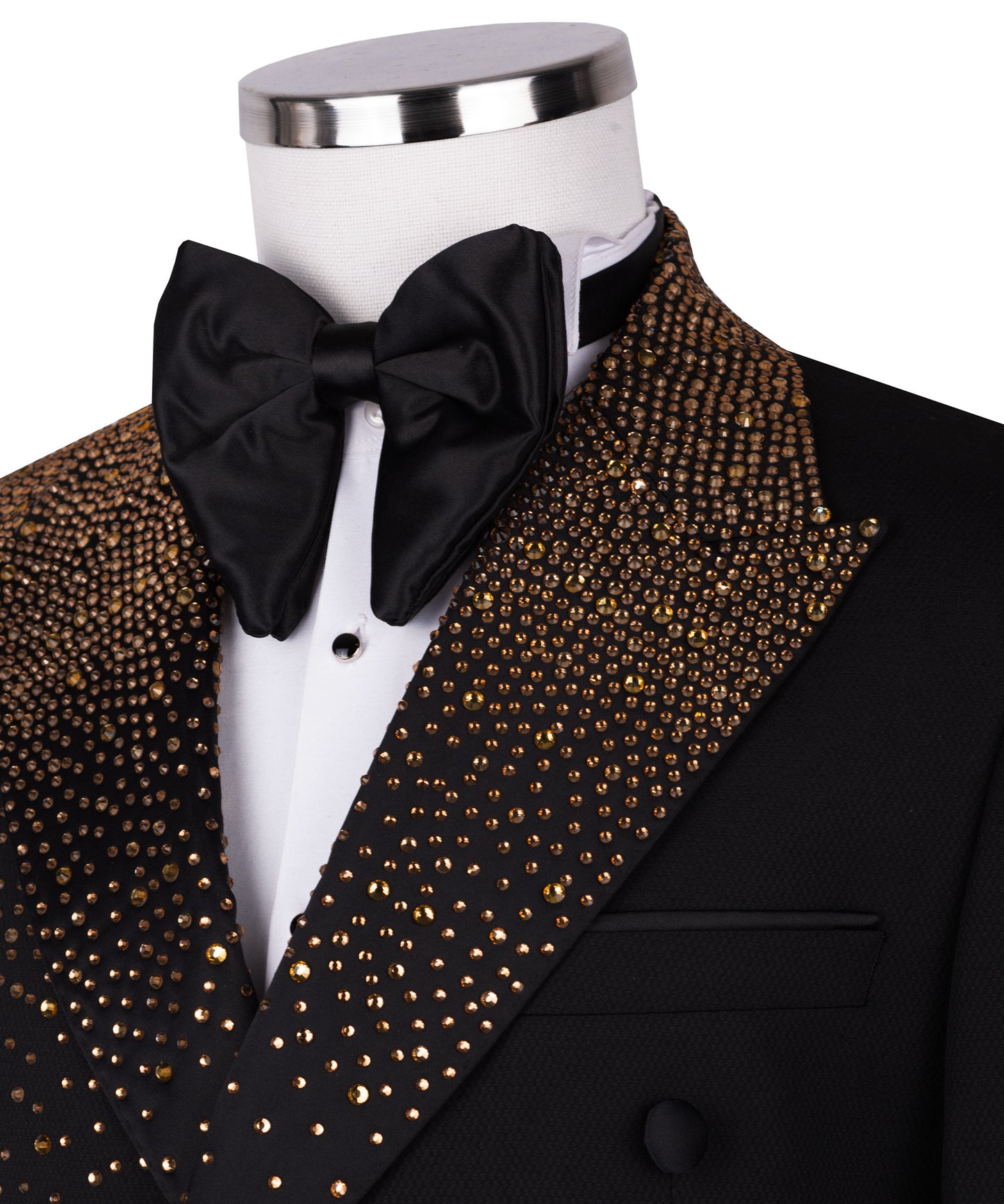 Gold Stone Embroidered Black Tuxedo