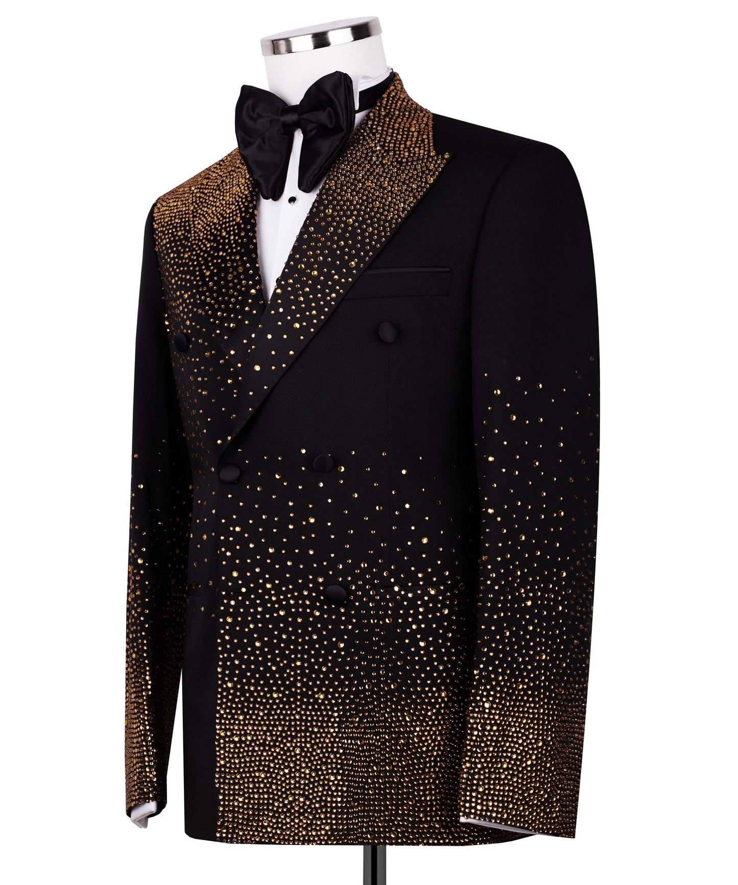 Gold Stone Embroidered Black Tuxedo