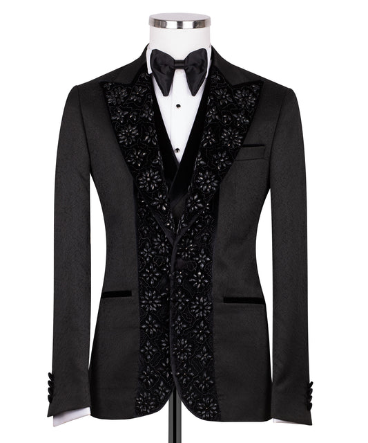 Velvet collar embroidered tuxedo