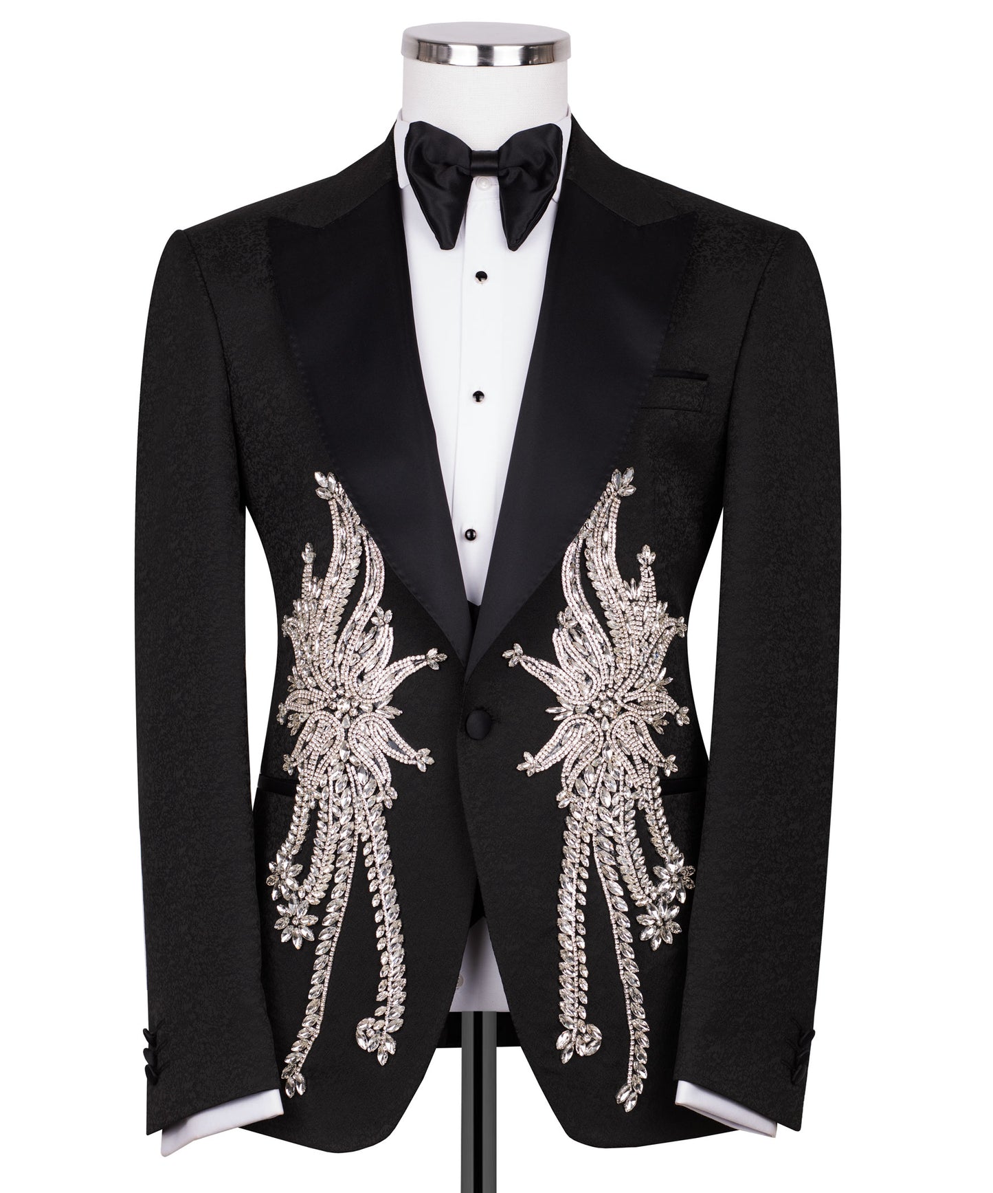 Stone Embroidered Black Tuxedo
