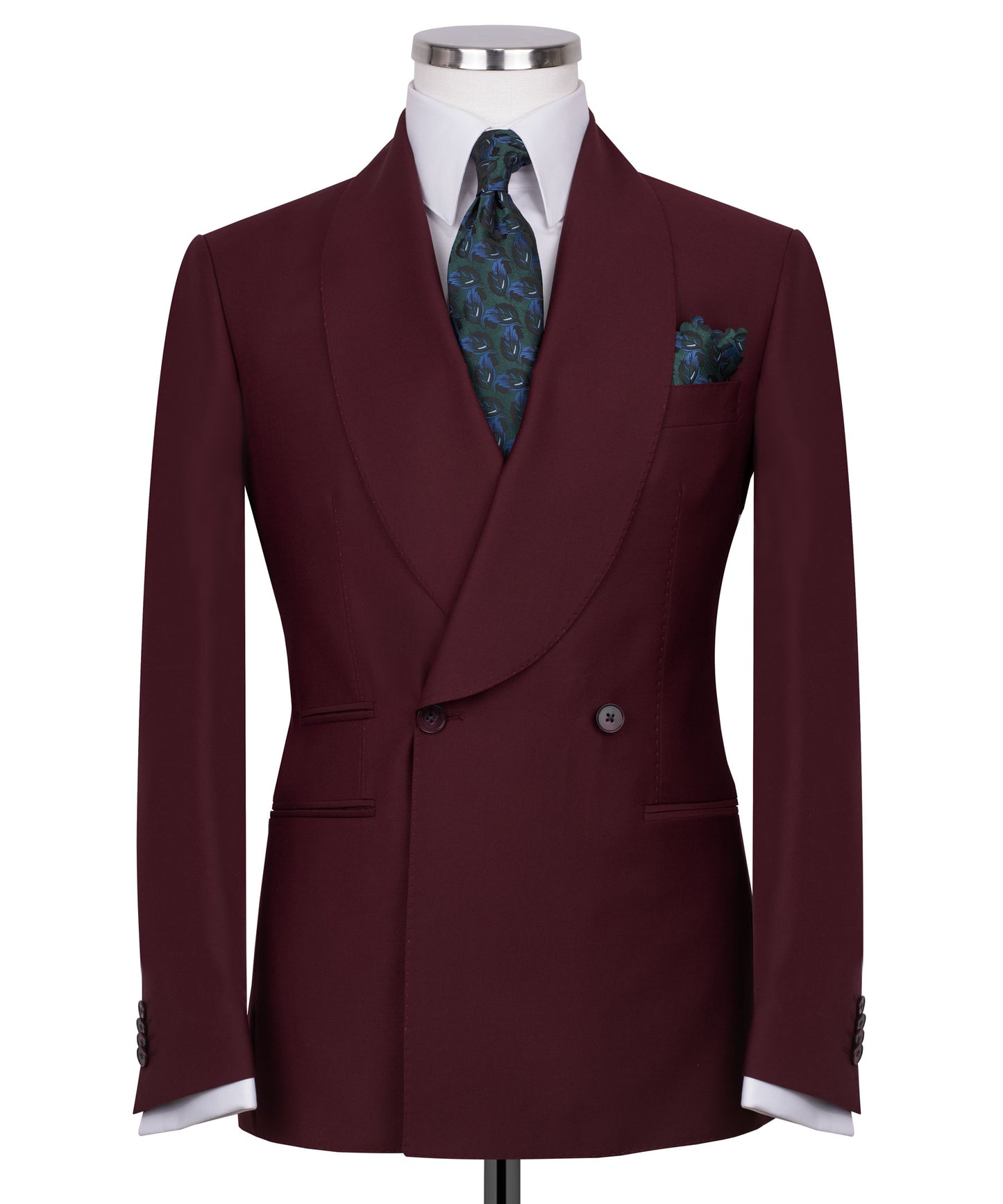 Shawl collar burgundy classic suit