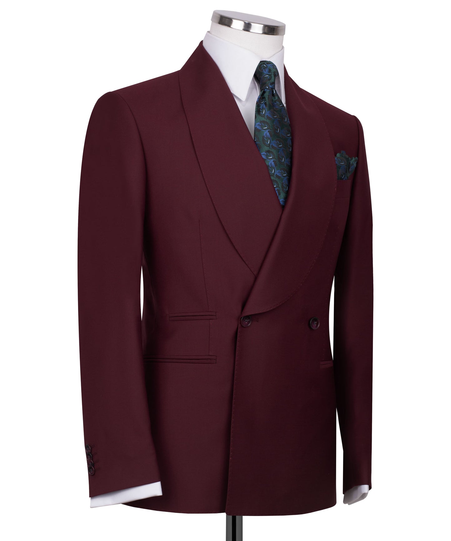 Shawl collar burgundy classic suit