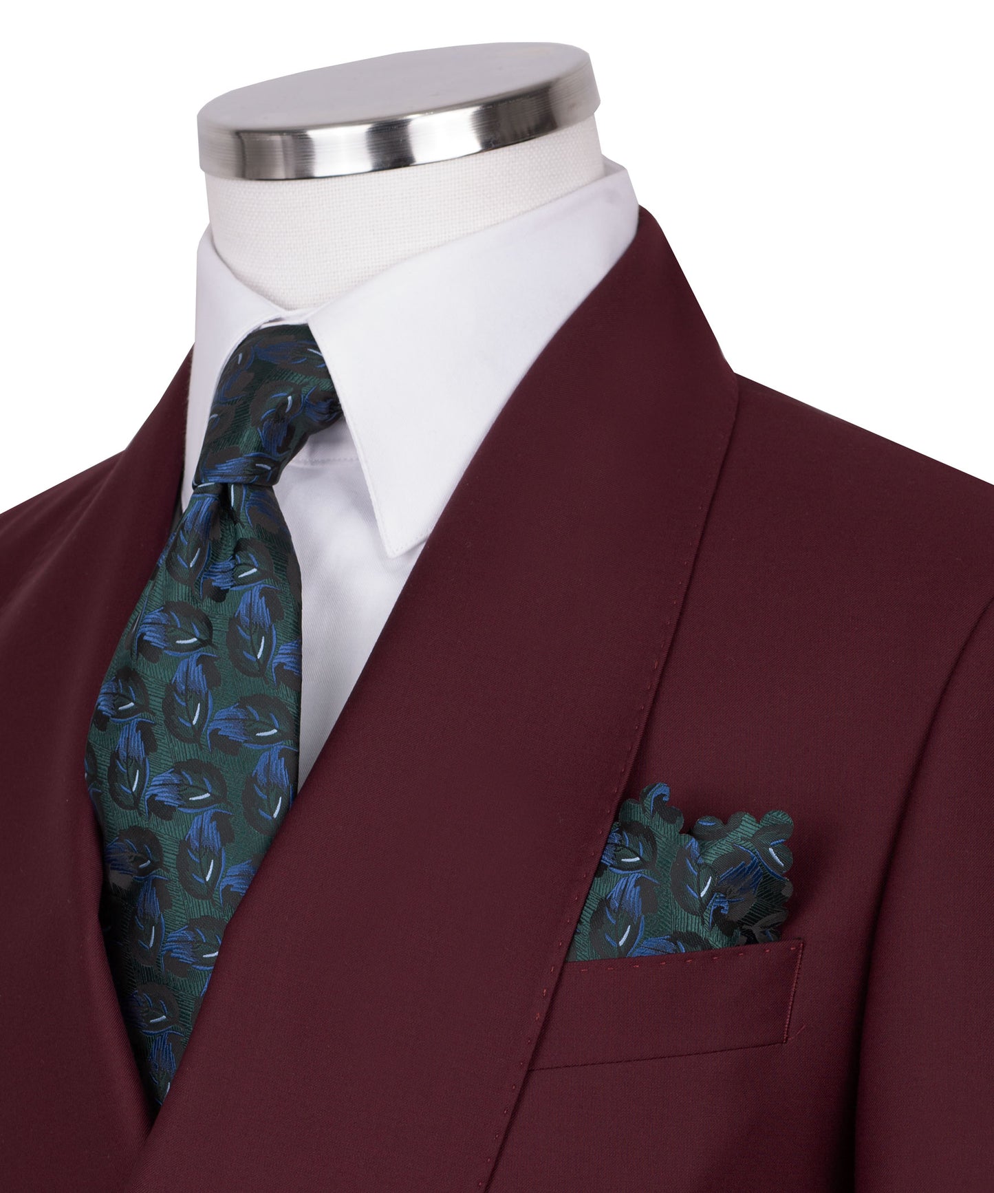 Shawl collar burgundy classic suit