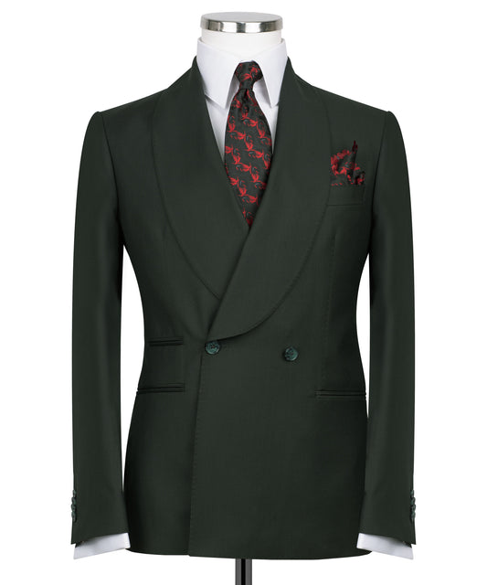 Shawl collar green classic suit