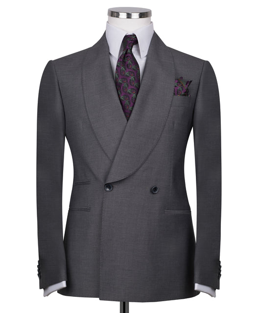 Shawl collar gray classic suit