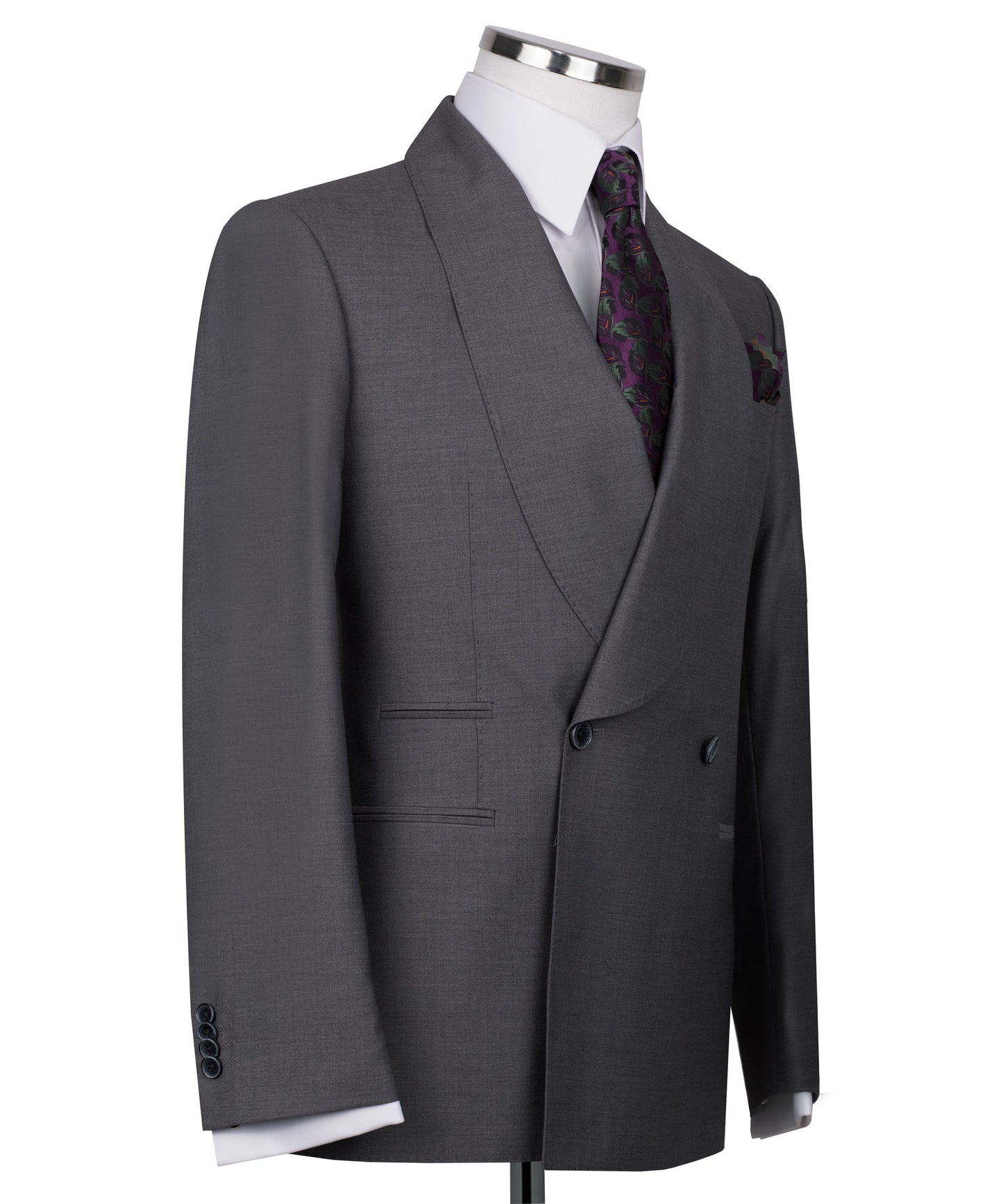 Shawl collar gray classic suit